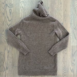 Eileen Fisher 100% Baby Alpaca Turtleneck Tunic Length Sweater in Brown Size XS
